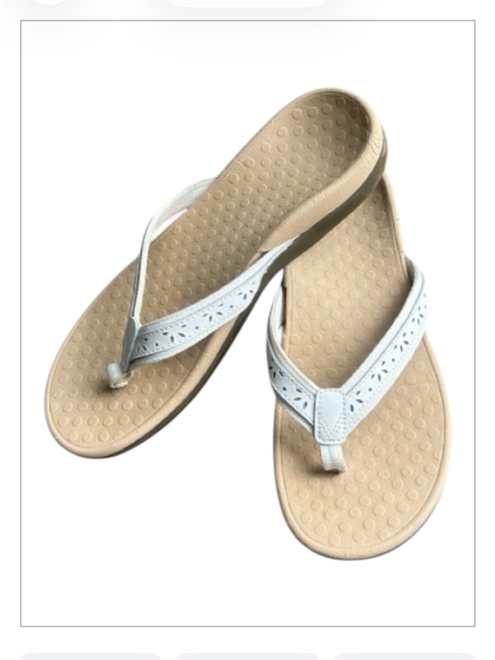 Vionic Casandra Leather Thong Sandals White Orthotic Comfort Women’s 10M